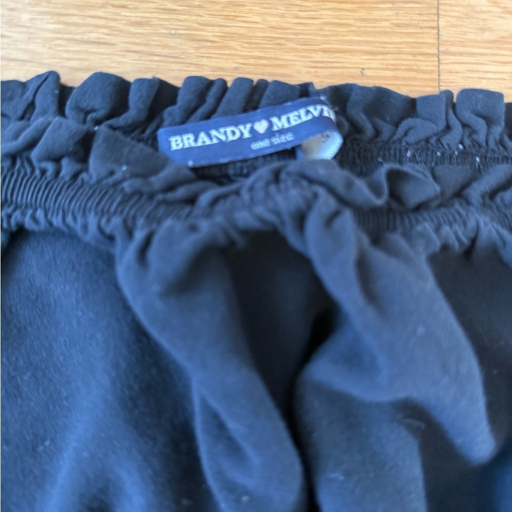 Brandy Melville Black Cropped Off the Shoulder Top Blouse One Size - Picture 7 of 8